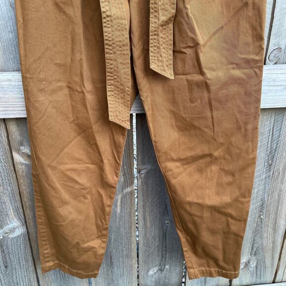 Free People Pants Brown Khaki Size 2 Paperbag Boho Bohemian Belt Fall Versatile - Picture 4 of 8